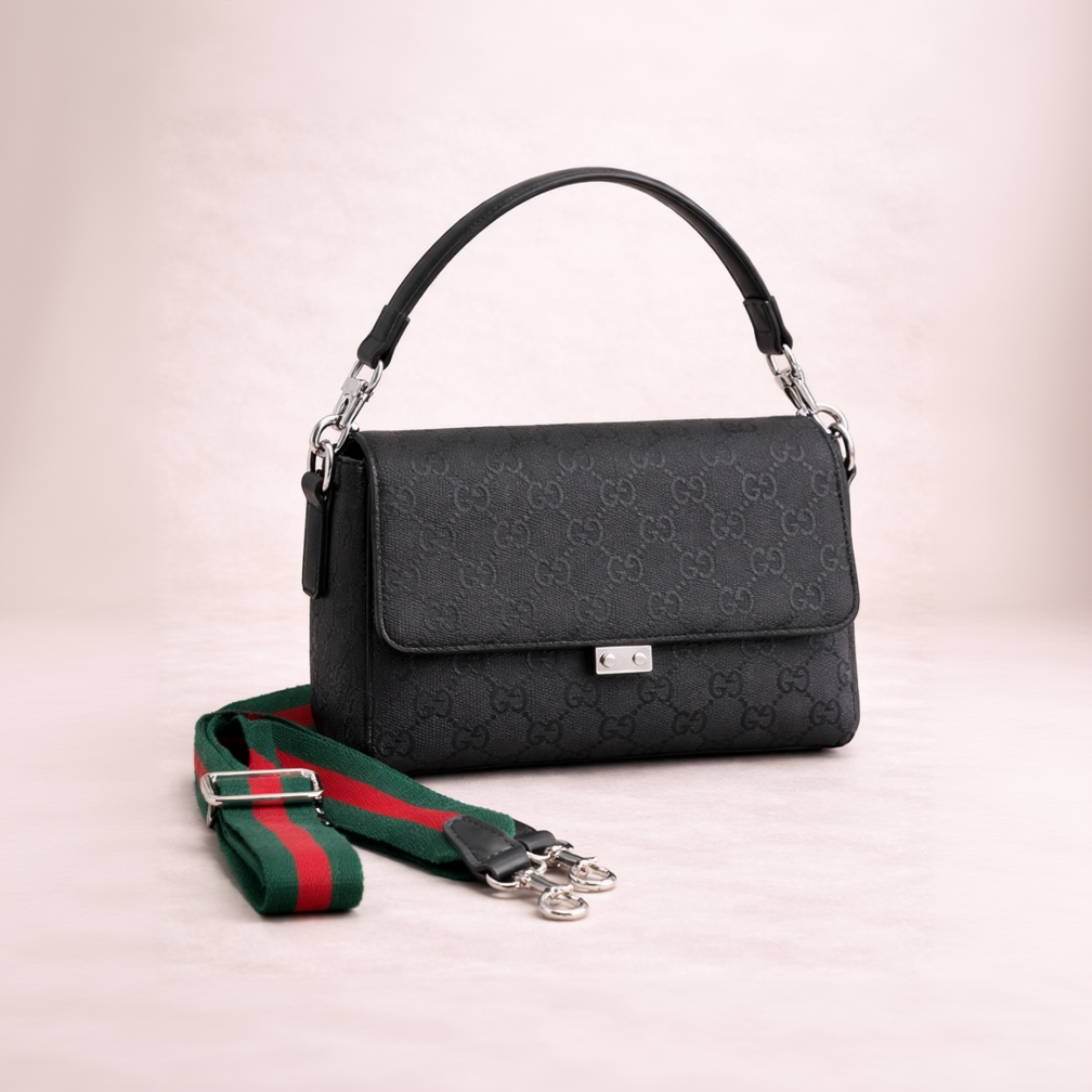 Gucci GG Canvas Shoulder Bag – Black Edition