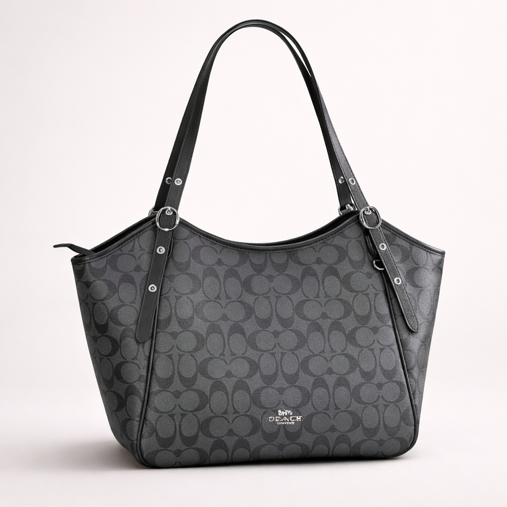 Coach Signature Canvas Tote Bag – Charcoal Edition