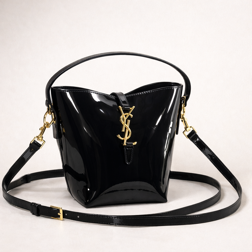 YSL Mini Bucket Bag – Black Patent Edition