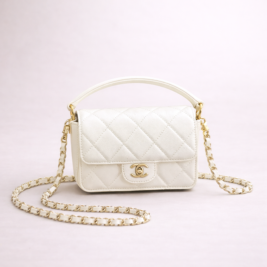 Chanel Quilted Mini Flap Handbag – Cream Edition
