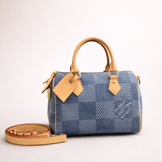 Louis Vuitton Damier Denim Top Handle Bag – Blue Edition