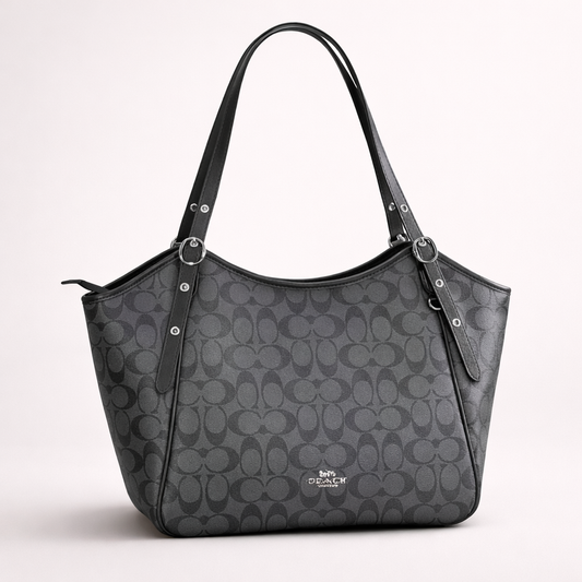 Coach Signature Canvas Tote Bag – Charcoal Edition