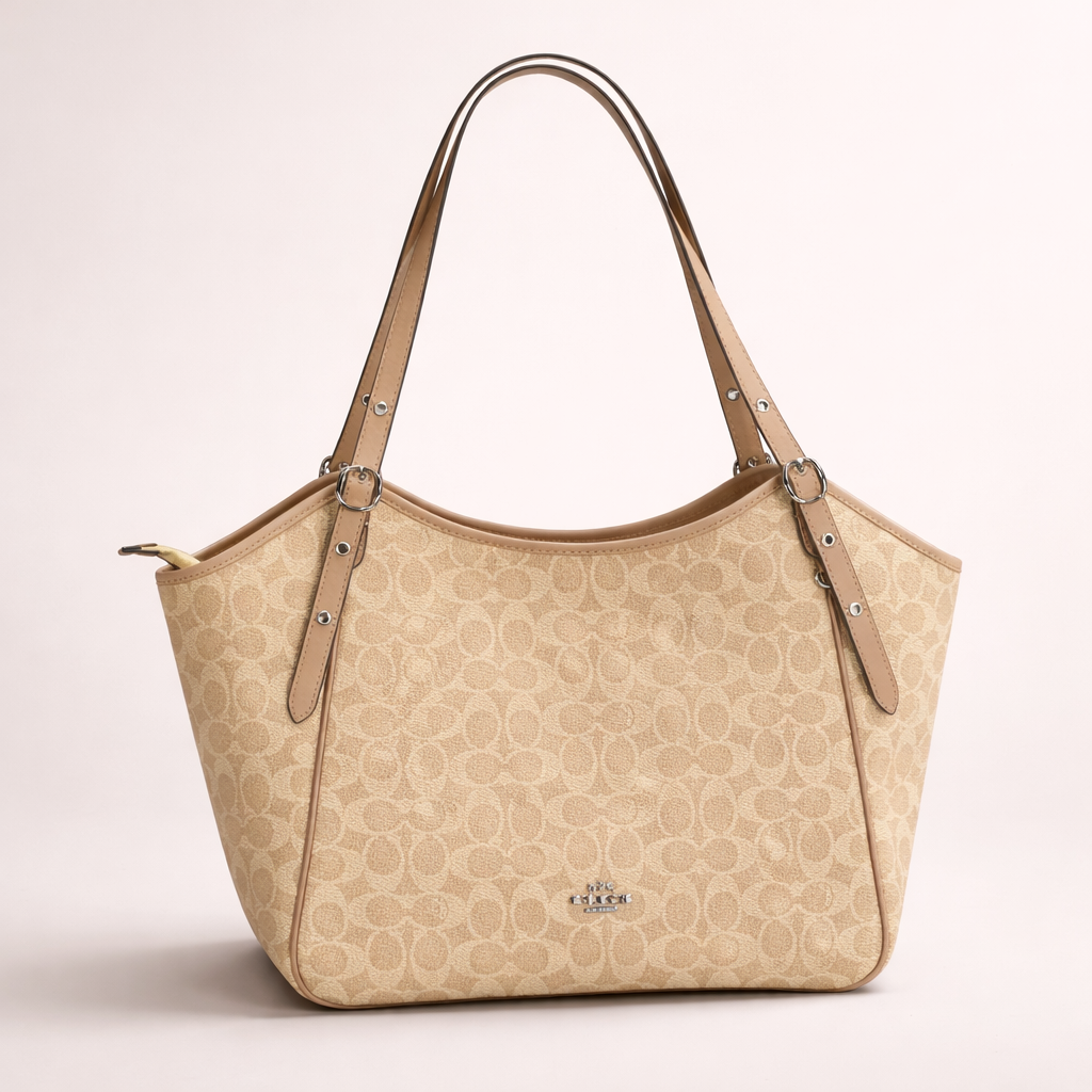 Coach Signature Canvas Tote Bag – Beige Edition