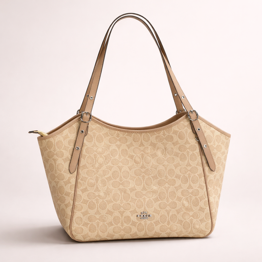 Coach Signature Canvas Tote Bag – Beige Edition